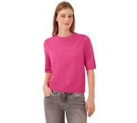 Kurzarmpullover STREET ONE STUDIO, Damen, Gr. 38, pink (ruby raspberry meliert), Web, 37% Baumwolle, 34% Polyacryl, 26% Polyester, 3% Elasthan, unifarben, normal normal, Rundhals, Rippbündchen, Pullov