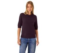 Kurzarmpullover STREET ONE STUDIO, Damen, Gr. 38, braun (very berry meliert), Web, 37% Baumwolle, 34% Polyacryl, 26% Polyester, 3% Elasthan, unifarben, normal normal, Rundhals, Rippbündchen, Pullover,