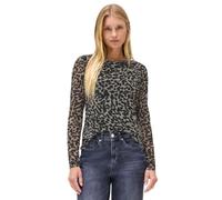 Langarmshirt STREET ONE STUDIO, Damen, Gr. 46, schwarz, Stoff;Netz, 95% Polyester, 5% Elasthan, comfort fit normal, U-Boot-Ausschnitt, abgesteppt, Shirts Langarmshirt, mit allover Print (53046730-46)
