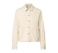 Jeansjacke STREET ONE STUDIO, Damen, Gr. 42, weiß (ecru washed), Jeans, 55% Baumwolle, 21% Polyester, 14% Lyocell, 9% Viskose, 1% Elasthan, unifarben, casual, normal normal, V-Ausschnitt, Langarm abge