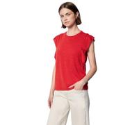 Trägertop STREET ONE STUDIO, Damen, Gr. 42, rot (mandarin rot), Stoff, 80% Polyester, 20% Viskose, unifarben, normal normal, Rundhals, Volant, Tops, Rundhalsausschnitt (44731720-42) mandarin rot