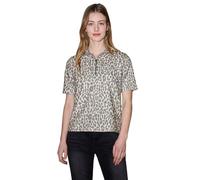 T-Shirt STREET ONE STUDIO, Damen, Gr. 40, light buffed beige, Stoff, 60% Polyester, 35% Viskose, 5% Elasthan, comfort fit normal, hoch geschlossener Ausschnitt, normaler Saum, Shirts T-Shirt, mit Leop