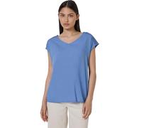 Shirtbluse STREET ONE STUDIO, Damen, Gr. 36, blau (sunset blau), Stoff, 100% Viskose, unifarben, normal normal, V-Ausschnitt, abgesteppt, Blusen, mit V-Ausschnitt (87207054-36) sunset blau