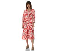 Midikleid STREET ONE STUDIO, Damen, Gr. 42, EURO-Größen, chili rot, Stoff, 89% Viskose, 11% Polyester, gemustert, comfort fit wadenlang, V-Ausschnitt, Bündchen, Kleider Midikleid, mit allover Print (4