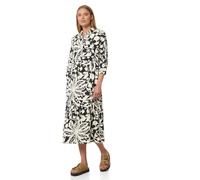 Jerseykleid STREET ONE STUDIO, Damen, Gr. 36, EURO-Größen, schwarz, Jersey, 100% Viskose, geblümt, comfort fit Midi, V-Ausschnitt, Bündchen, Kleider Jerseykleid, mit Volant (35725504-36) schwarz