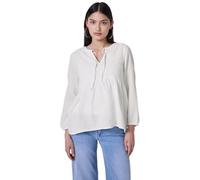 Shirtbluse STREET ONE STUDIO, Damen, Gr. 46, weiß (sanftes weiß), Web, 100% Baumwolle, unifarben, normal normal, Rundhals, Bündchen, Blusen, mit 3/4 Ärmeln (34692621-46) sanftes weiß