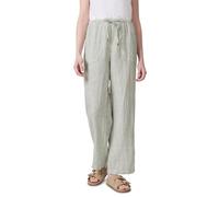 Stoffhose STREET ONE STUDIO, Damen, Gr. 42, Länge 30, peridot grün, Stoff, 100% Leinen, gestreift, casual, loose fit lang, Hosen, High Waist (14746753-42) peridot grün