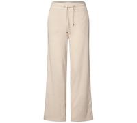 Stoffhose STREET ONE STUDIO, Damen, Gr. 42, Länge 28, beige (moonstone sand), Stoff, 78% Polyester, 20% Viskose, 2% Elasthan, unifarben, loose fit knöchelfrei, Hosen Stoffhose, High Waist (44075225-42