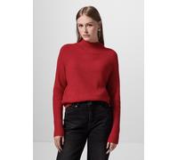 Strickpullover STREET ONE STUDIO, Damen, Gr. 42, rot (urban rot), Web, 37% Baumwolle, 34% Polyacryl, 26% Polyester, 3% Elasthan, unifarben, casual, normal normal, hoch geschlossener Ausschnitt, Pullov