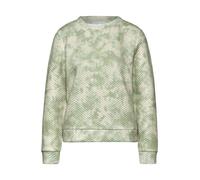 Langarmshirt STREET ONE STUDIO, Damen, Gr. 40, grün (slate grün), Stoff, 81% Polyester, 17% Viskose, 2% Elasthan, gemustert, casual, normal normal, Rundhals, Langarm Bündchen, Shirts, mit Muster (8305