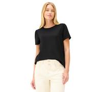 T-Shirt STREET ONE STUDIO, Damen, Gr. 38, schwarz, Web, 48% Polyester, 48% Viskose, 4% Elasthan, unifarben, normal normal, Rundhals, abgesteppt, Shirts T-Shirt, Jersey (39298447-38) schwarz