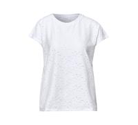Rundhalsshirt STREET ONE STUDIO, Damen, Gr. 38, weiß, Stoff, 97% Polyester, 3% Elasthan, unifarben, normal normal, Rundhals, abgesteppt, Shirts Rundhalsshirt, in Unifarbe (51179331-38) weiß
