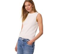 Ripptanktop STREET ONE STUDIO, Damen, Gr. 42, sanftes weiß, Web, 40% Polyester, 35% Baumwolle, 20% Viskose, 5% Elasthan, unifarben, normal normal, ohne Ausschnitt, abgesteppt, Tops, soft und stretchig