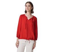 Shirtbluse STREET ONE STUDIO, Damen, Gr. 36, rot (mandarin rot), Stoff, 84% Modal, 16% Polyester, unifarben, normal normal, Rundhals, abgesteppt, Blusen, mit Tunnelzug am Saum (86934132-36) mandarin r