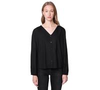 Langarmbluse STREET ONE STUDIO, Damen, Gr. 42, schwarz, Stoff, 100% Viskose, unifarben, klassisch normal, V-Ausschnitt, elastischer Bund, Blusen, in Unifarbe (20333541-42) schwarz