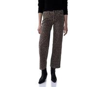 Weite Jeans STREET ONE STUDIO, Damen, Gr. 30, Länge 30, leo print washed, Jeans, 81% Baumwolle, 17% Polyester, 2% Elasthan, lang, Jeans, aus Baumwolle mit Stretchanteil (53101905-30) leo print washed
