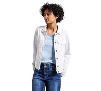 Jeansjacke STREET ONE "Style Lea", Damen, Gr. 40, weiß washed, Denim/Jeans, Obermaterial: 92% Baumwolle, 6% Elastomultiester, 2% Elasthan, unifarben, casual, gerade hüftlang, Rundhals, Langarm 1-Knopf