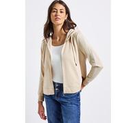 Sweatjacke STREET ONE, Damen, Gr. 44, tusk cream, Sweatware, 65% Baumwolle, 35% Polyester, unifarben, casual, normal normal, ohne Ausschnitt, Langarm Rippbündchen, Sweatjacken, im soften Baumwoll-Mix