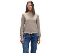 Sweatshirt STREET ONE, Damen, Gr. 46, mocha dream, Sweatware, 60% Baumwolle, 40% Polyester, unifarben, normal, Rundhals, Bündchen, Sweatshirts Sweatshirt, mit Tunnelzug am Saum (99709512-46) mocha dre