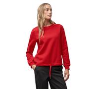 Sweatshirt STREET ONE, Damen, Gr. 36, racing rot, Sweatware, 60% Baumwolle, 40% Polyester, unifarben, normal, Rundhals, Bündchen, Sweatshirts Sweatshirt, mit Tunnelzug am Saum (17371100-36) racing rot