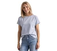 Kurzarmshirt STREET ONE, Damen, Gr. 38, blau (whispery blau), Jersey, Obermaterial: 46% Modal, 46% Polyester, 8% Elasthan, unifarben, bequem hüftbedeckend, Rundhals, Aufschlag, Shirts, Sommershirt im