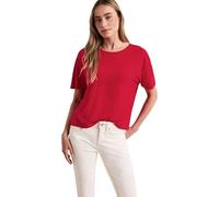Kurzarmshirt STREET ONE, Damen, Gr. 36, salsa rot, Jersey, Obermaterial: 95% Viskose, 5% Elasthan, unifarben, regular fit hüftbedeckend, Rundhals, abgesteppte Kante, Shirts, Sommershirt in Unifarbe (3