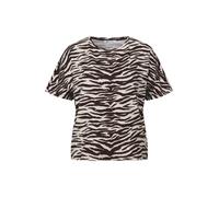 Street One Damen Kurzarm-Shirt mit Rundhals und Zebra-Print, Viskose-Elasthan, Espresso Braun Gr. 44