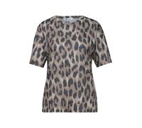 Street One - T-Shirt mit Allover-Musterprint beige/braun - Gr. - 34