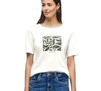 Street One Frauen T-Shirt mit Rundhals und Blätter-Artwork in Weiß, Gr: 44