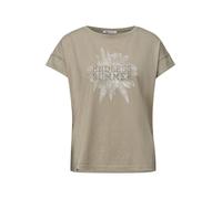 Print-Shirt STREET ONE, Damen, Gr. 40, timeless beige, Web, 100% Baumwolle, geblümt, normal normal, Rundhals, abgesteppt, Shirts, aus reiner Baumwolle (14822147-40) timeless beige