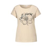Rundhalsshirt STREET ONE, Damen, Gr. 36, smoke beige, Jersey, Obermaterial: 100% Baumwolle, bedruckt, normal hüftbedeckend, Rundhals, abgesteppte Kante, Shirts Rundhalsshirt, Sommershirt mit floralem 