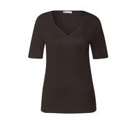 Street One - T-Shirt mit Herzausschnitt braun - Gr. - 38