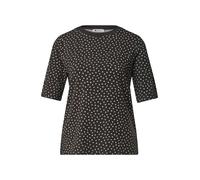 T-Shirt STREET ONE, Damen, Gr. 34, schwarz (schwarz coffee), Stoff, 95% Viskose, 5% Elasthan, gepflegt, comfort fit normal, Rundhals, normaler Saum, Shirts T-Shirt, mit Rundhalsausschnitt (97906408-34