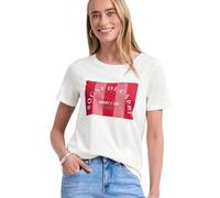 Kurzarmshirt STREET ONE, Damen, Gr. 38, sanftes weiß, Jersey, Obermaterial: 50% Baumwolle, 50% Modal, bedruckt, normal hüftbedeckend, Rundhals, abgesteppte Kante, Shirts, Sommershirt mit Print (345840