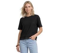 Street One Frauen T-Shirt mit Rundhals und Spitze in Schwarz, Gr: 38