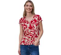 Print-Shirt STREET ONE, Damen, Gr. 38, salsa rot, Stoff, 95% Viskose, 5% Elasthan, unifarben, comfort fit normal, V-Ausschnitt, abgesteppt, Shirts, mit Frontprint (47336101-38) salsa rot