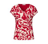 Street One - T-Shirt mit Split Neck und Frontprint salsa red - Gr. - 44