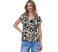 Print-Shirt STREET ONE, Damen, Gr. 38, shadowed navy, Stoff, 95% Viskose, 5% Elasthan, unifarben, comfort fit normal, V-Ausschnitt, abgesteppt, Shirts, mit Frontprint (20671061-38) shadowed navy
