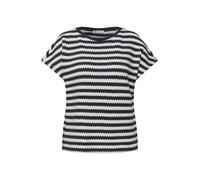Street One - T-Shirt mit Streifenmuster und Struktur beige/blau - Gr. - 36