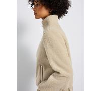 Fellimitatjacke STREET ONE, Damen, Gr. 46, beige (savannah sand), Stoff, Obermaterial: 100% Polyester; Futter: 95% Polyester, 5% Elasthan, unifarben, casual, normal normal, hoch geschlossener Ausschni