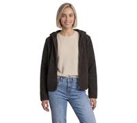 Cardigan STREET ONE, Damen, Gr. 46, braun (schwarz coffee), Stoff, 100% Polyester, unifarben, comfort fit normal, ohne Ausschnitt, normaler Saum, Strickjacken, mit Kapuze (59380768-46) schwarz coffee