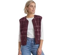 Plüschweste STREET ONE, Damen, Gr. 46, lila (rustic rouge), Westen, mit Zipper und Print / Kariert (48537333-46) rustic rouge