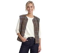 Cardigan STREET ONE, Damen, Gr. 34, braun (silk braun), Stoff, 100% Polyester, kariert, comfort fit normal, Rundhals, normaler Saum, Strickjacken, mit Rundhalsausschnitt (16561809-34) silk braun