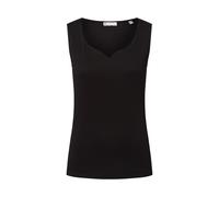 Shirttop STREET ONE "GANIA", Damen, Gr. 36, schwarz, Web, Obermaterial: 95% Baumwolle, 5% Elasthan, unifarben, casual, hüftbedeckend, herzförmiger Ausschnitt, ohne Ärmel, Tops, mit Herzausschnitt und