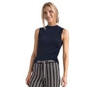 Tanktop STREET ONE, Damen, Gr. 36, blau (schwarzest blau), Stoff, 63% Modal, 37% Polyester, unifarben, normal normal, ohne Ausschnitt, abgesteppt, Tops Tanktop, im Silk Look (55897900-36) schwarzest b