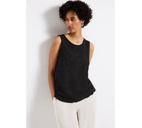 Rundhalsshirt STREET ONE, Damen, Gr. 42, schwarz, Web, Stoff, Vorderseite: 50% Baumwolle, 50% Polyester; Rückseite: 50% Baumwolle, 50% Modal, unifarben, casual, normal normal, Rundhals, ohne Ärmel Bün