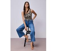 Basic Top mit Rundhals im Leo-Muster Beige 38