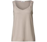 Shirttop STREET ONE, Damen, Gr. 38, clay sand, Jersey, Obermaterial: 95% Viskose, 5% Elasthan, unifarben, lässig geschnitten hüftbedeckend, V-Ausschnitt, Tops Shirttop, Sommertop mit V-Neck und Knoten