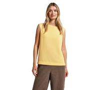 Shirttop STREET ONE, Damen, Gr. 42, buttercream gelb, Web, Obermaterial: 95% Viskose, 5% Elasthan, unifarben, casual, hüftbedeckend, Rundhals, ohne Ärmel, Tops, mit Mesh-Details (46053068-42) buttercr