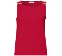 Shirttop STREET ONE, Damen, Gr. 34, salsa rot, Jersey, Obermaterial: 95% Viskose, 5% Elasthan, unifarben, regular fit normal, U-Boot-Ausschnitt, Tops Shirttop, mit Schnallen Detail (40491727-34) salsa